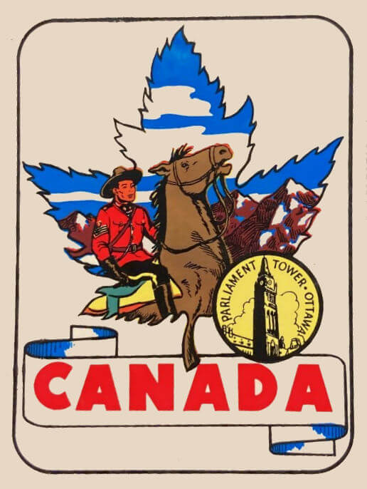 (image for) 1 Canadian Vintage Vacation Stickers